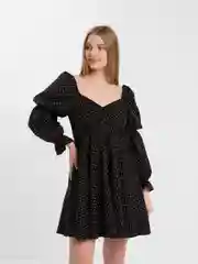 Черный женское вечернее платье, черное, в горошек
