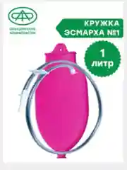 Розовый устройство (кружка Эсмарха) для клизмы и спринцевания, с подвесом, 1 л