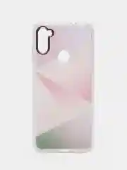 Сиреневый силиконовый чехол Samsung A11 M11 рисунком,из органического стекла