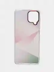 Розовый силиконовый чехол Samsung A22 рисунком,из органического стекла