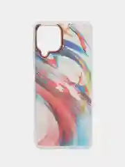 Алый силиконовый чехол Samsung A22 рисунком,из органического стекла