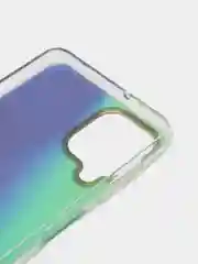 Бирюзовый силиконовый чехол Samsung A22 рисунком,из органического стекла