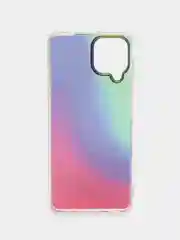 Бирюзовый силиконовый чехол Samsung A22 рисунком,из органического стекла