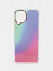 Индиго силиконовый чехол Samsung A22 рисунком,из органического стекла