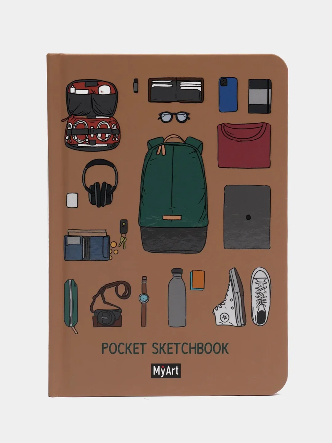 Бежевый скетчбук А6 MyArt Pocket, с резинкой, 48 листов. Проф-Пресс