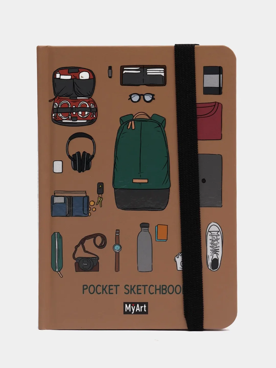 Бежевый скетчбук А6 MyArt Pocket, с резинкой, 48 листов. Проф-Пресс