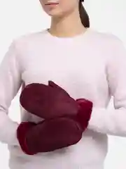 Кораллово-розовый варежки женские, кожаные, с мехом
