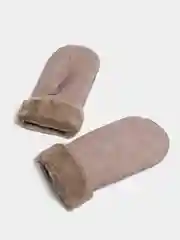 Карамельный варежки женские, кожаные, с мехом