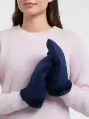 Индиго варежки женские, кожаные, с мехом
