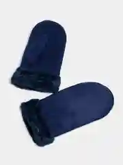 Индиго варежки женские, кожаные, с мехом