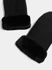 Угольный варежки женские, кожаные, с мехом