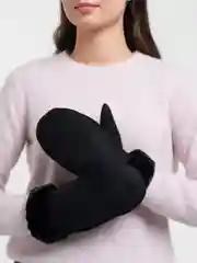 Угольный варежки женские, кожаные, с мехом
