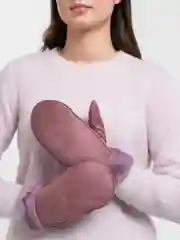Коралловый варежки женские, кожаные, с мехом
