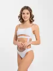 Белый купальник раздельный женский, с цепью
