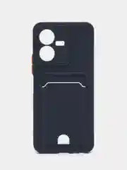 Темно-синий чехол VIVO Y22  с защитой камеры и карманом для пластиковой карты
