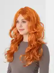 Оранжевый парик с челкой, длинные волосы, маскарадный, для косплея