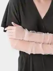 Бежевый сетчатые длинные гипюровые перчатки, женские