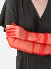 Алый сетчатые длинные гипюровые перчатки, женские