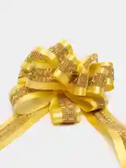 Желтый подарочный бант шар "Комбо", с глиттером, ширина 4,5 см, диаметр 16 см