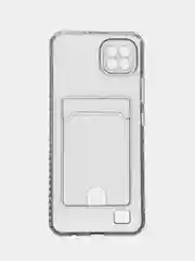 Прозрачный чехол противоударный Realme C11 2021, C20, прозрачный с карманом для карты