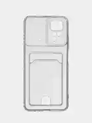 Прозрачный чехол противоударный Xiaomi Poco M4 Pro 4G, Поко М4 Про прозрачный, с карманом для карты