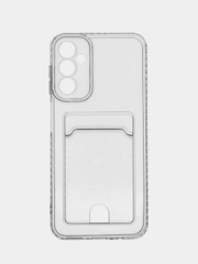Чехол противоударный для Samsung Galaxy A14 (Самсунг А14) прозрачный, с карманом для карты