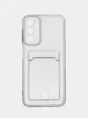 Прозрачный чехол противоударный для Samsung Galaxy A14 (Самсунг А14) прозрачный, с карманом для карты
