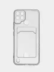 Прозрачный чехол противоударный Realme C21Y C25Y C15 C25 C25S Реалми прозрачный с карманом для карты