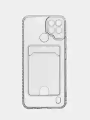 Прозрачный чехол противоударный Realme C21Y C25Y C15 C25 C25S Реалми прозрачный с карманом для карты