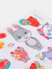 Серый фетр корейский с рисунком "Кролики-переодевашки", 1,2 мм