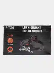 Черный фонарь налобный, сетодиодный, аккумуляторный, 4 режима, 7 LED, зарядка USB
