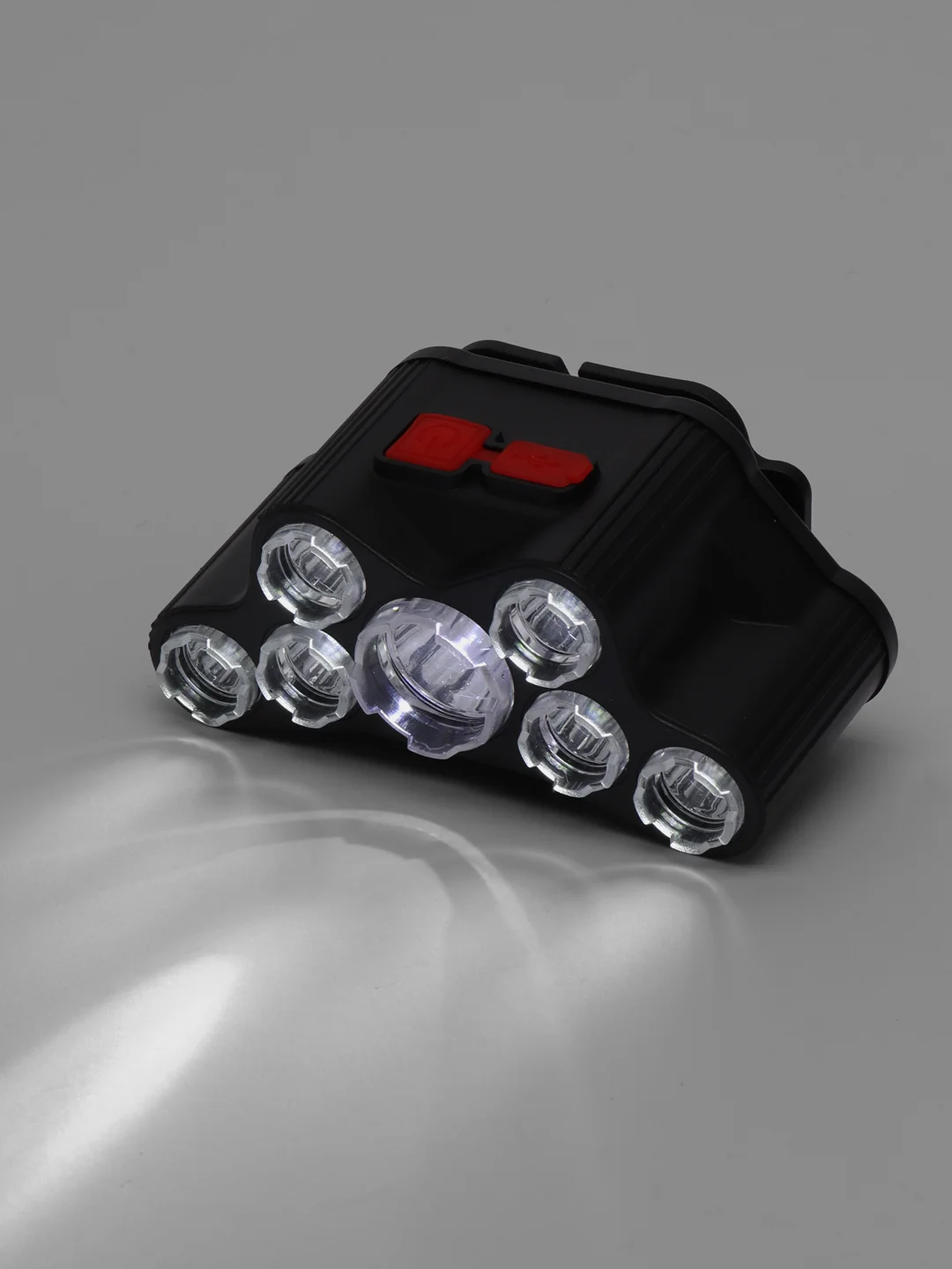 Черный фонарь налобный, сетодиодный, аккумуляторный, 4 режима, 7 LED, зарядка USB