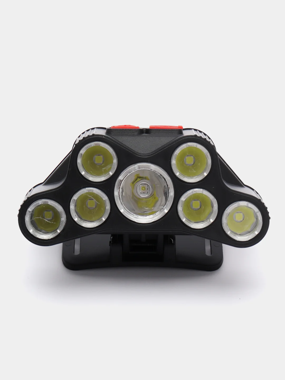 Черный фонарь налобный, сетодиодный, аккумуляторный, 4 режима, 7 LED, зарядка USB