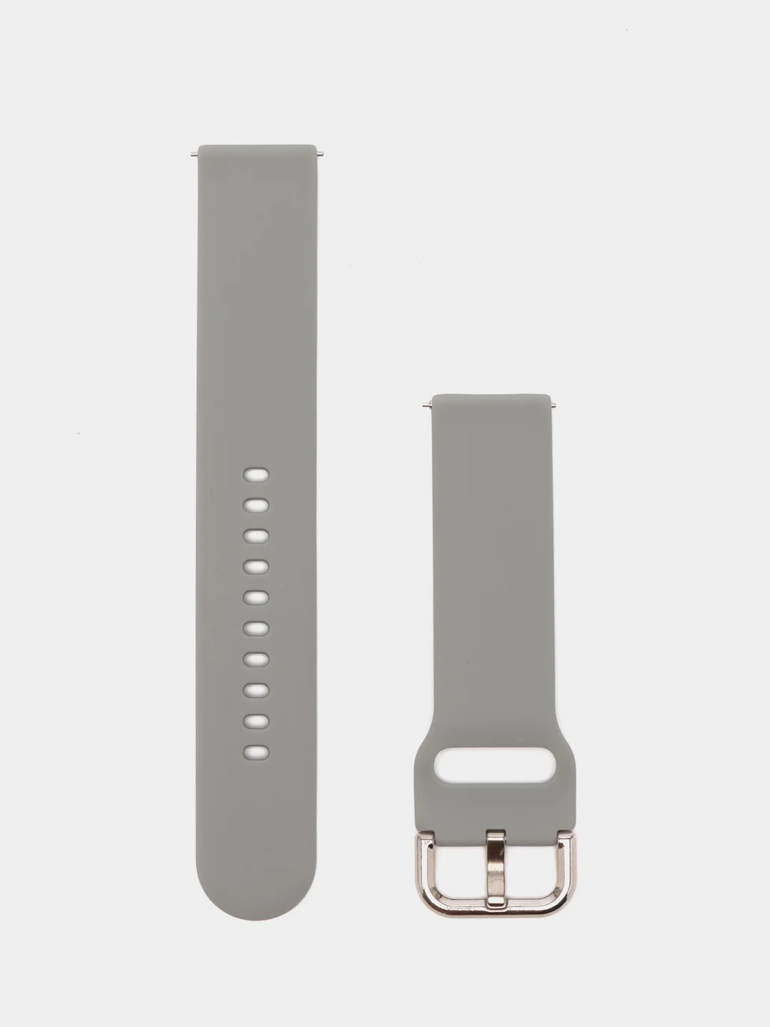 Серебряный силиконовый ремешок универсальный для Xiaomi Amazfit Bip / Samsung / Huawei, 20 мм