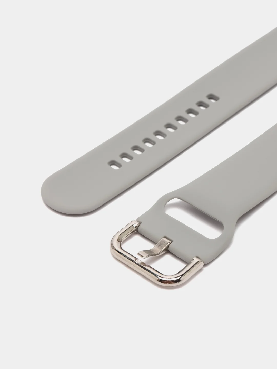 Серебряный силиконовый ремешок универсальный для Xiaomi Amazfit Bip / Samsung / Huawei, 20 мм