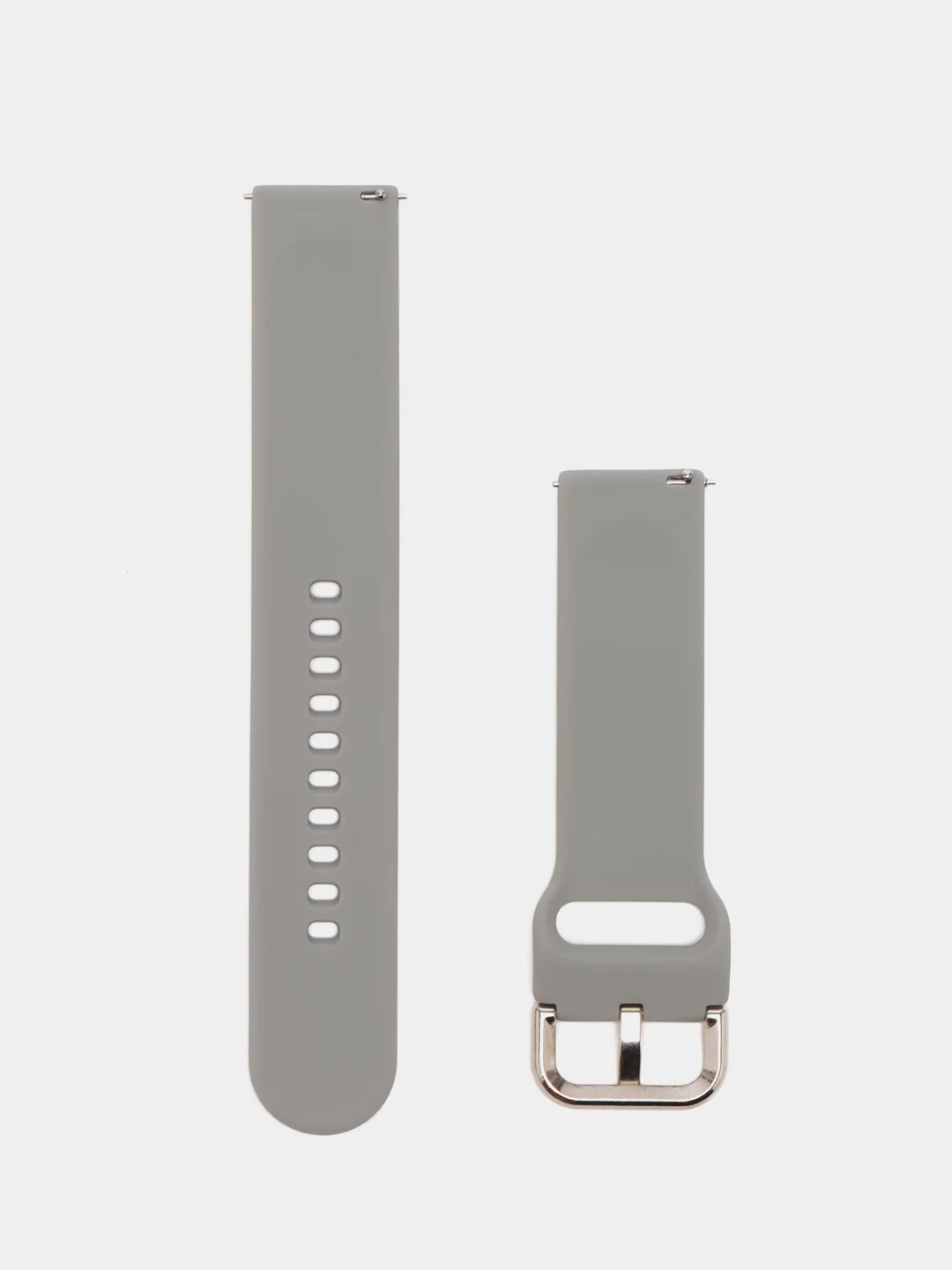Серебряный силиконовый ремешок универсальный для Xiaomi Amazfit Bip / Samsung / Huawei, 20 мм