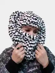 Оранжевый балаклава вязаная, плюшевая