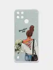 Тёмно-серый силиконовый чехол на Oppo Realme C21Y/C25Y / Оппо Реалми C21Y/C25Y прозрачный, с рисунком