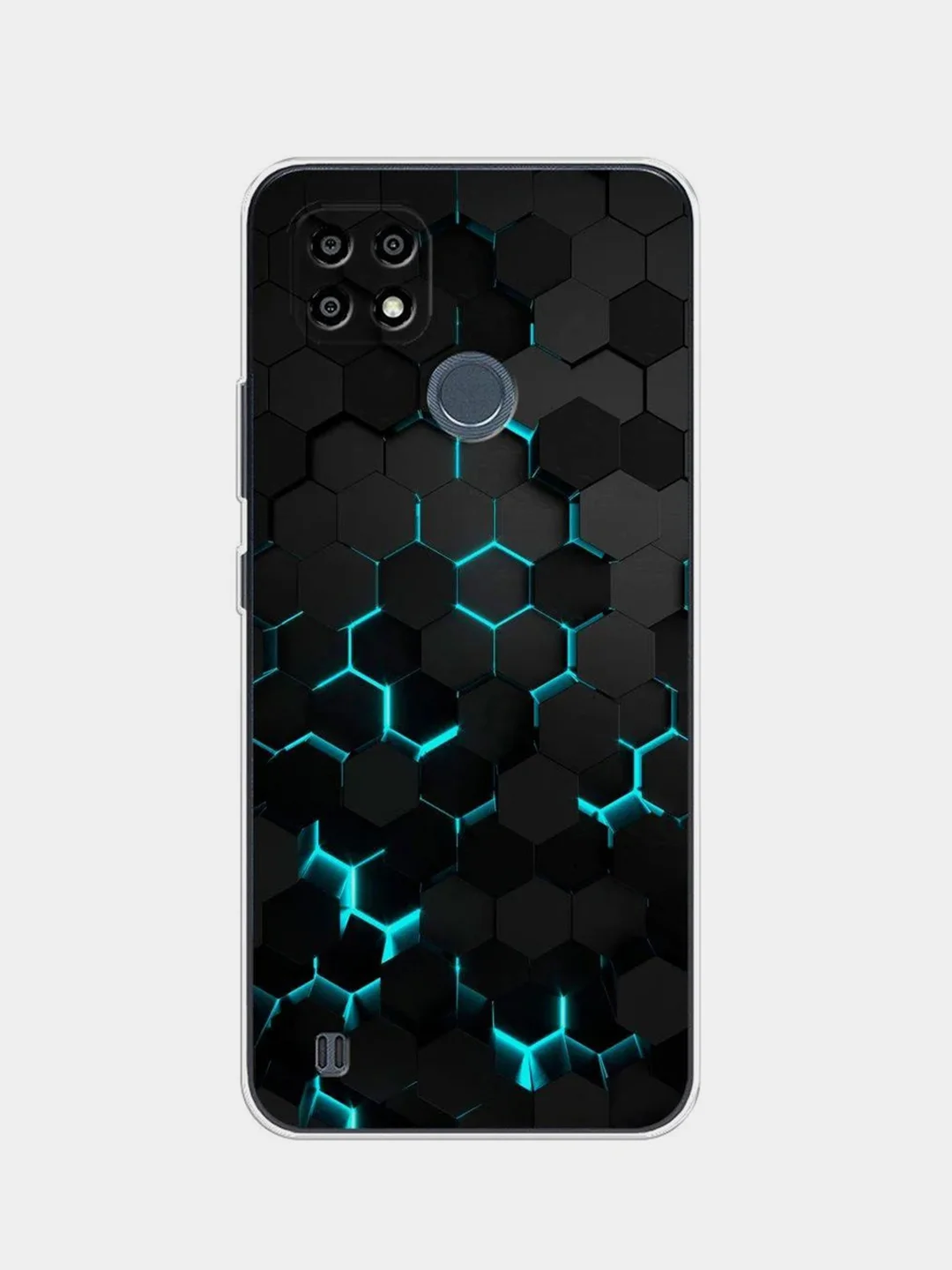 Бирюзовый силиконовый чехол на Oppo Realme C21Y/C25Y / Оппо Реалми C21Y/C25Y прозрачный, с рисунком