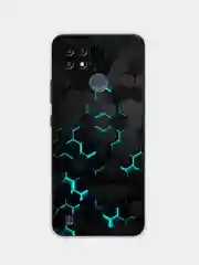 Бирюзовый силиконовый чехол на Oppo Realme C21Y/C25Y / Оппо Реалми C21Y/C25Y прозрачный, с рисунком