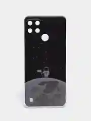 Серебряный силиконовый чехол на Oppo Realme C21Y/C25Y / Оппо Реалми C21Y/C25Y прозрачный, с рисунком