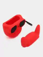 Алый чехол для беспроводных наушников Apple AirPods 1/2, с карабином, силиконовый