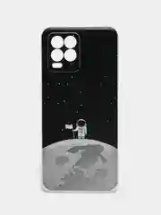 Серебряный силиконовый чехол на Oppo Realme 8/8 Pro / Оппо Реалми 8/8 Про прозрачный, с рисунком