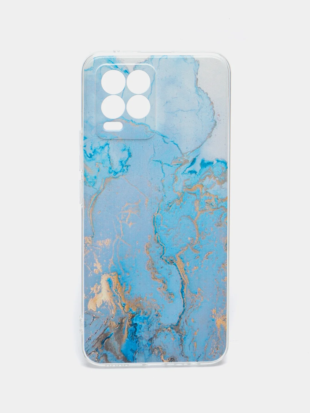 Светло-синий силиконовый чехол на Oppo Realme 8/8 Pro / Оппо Реалми 8/8 Про прозрачный, с рисунком