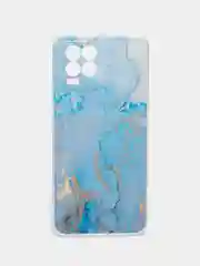 Светло-синий силиконовый чехол на Oppo Realme 8/8 Pro / Оппо Реалми 8/8 Про прозрачный, с рисунком
