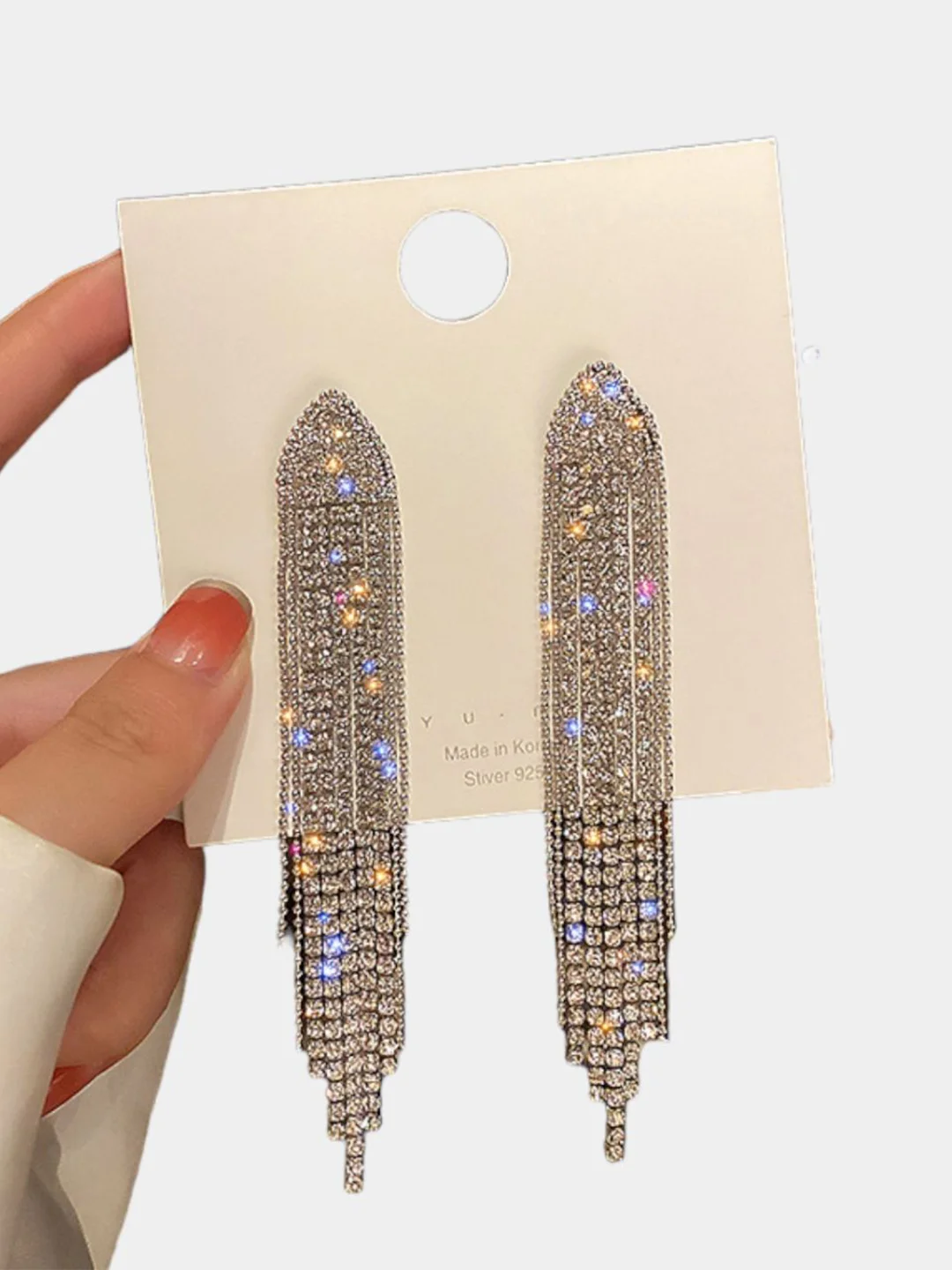Серебряный длинные сияющие серьги "Shine bright" с фианитами