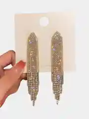 Золотой длинные сияющие серьги "Shine bright" с фианитами