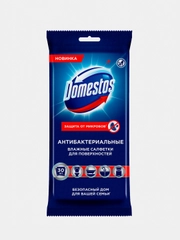 Влажные салфетки для очищения поверхностей Domestos, антибактериальные, 30 штук