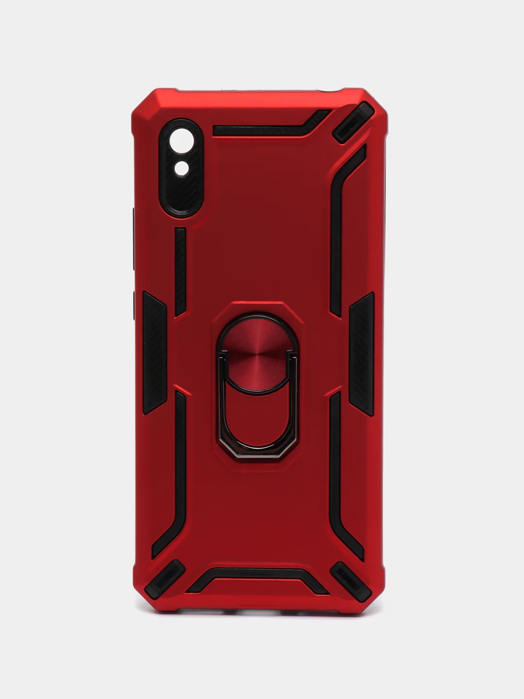 Красный чехол Xiaomi Redmi 9A, Сяоми Редми 9А противоударный с металлической подставкой кольцом