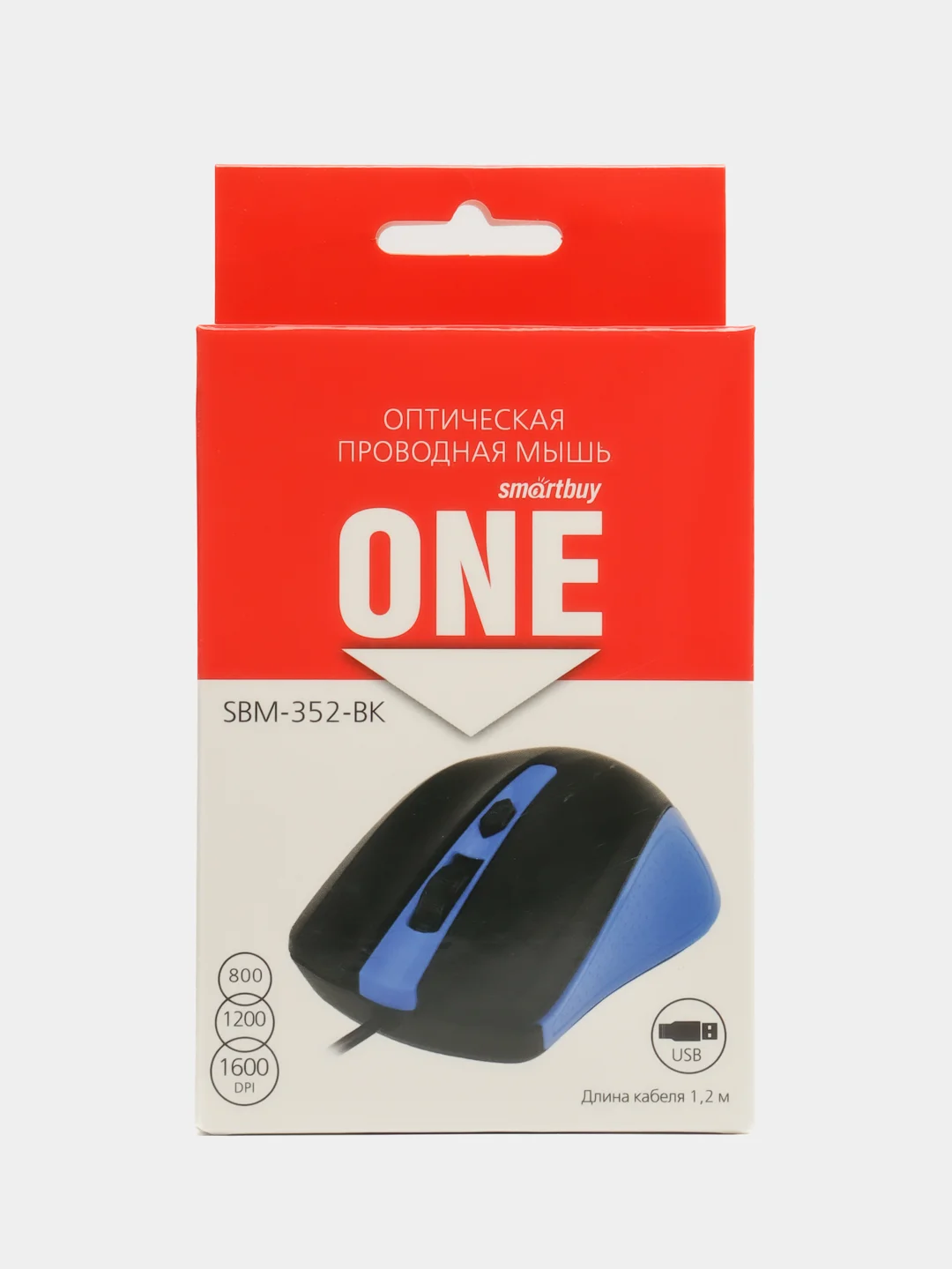 Синий оптическая проводная компьютерная мышь SmartBuy ONE SBM-352-GK, 1600 dpi, 1.2 м